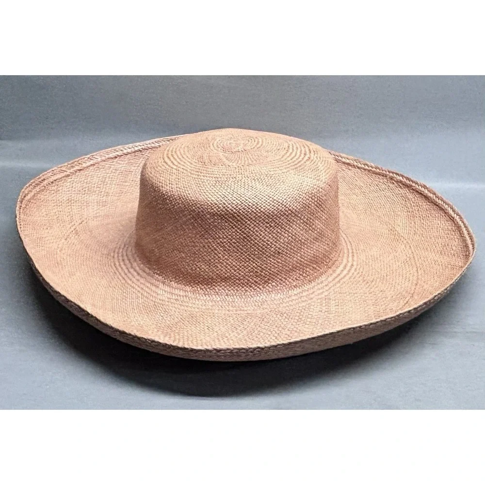 Darcy Creech Southport Straw Hat Wide Brim Peach 21in Beach‎ Resort
